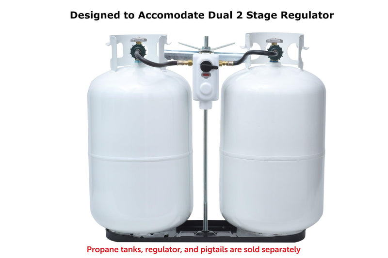 Load image into Gallery viewer, Flame King 30lb Rack for Dual Propane Tank RVs &amp; Trailers
