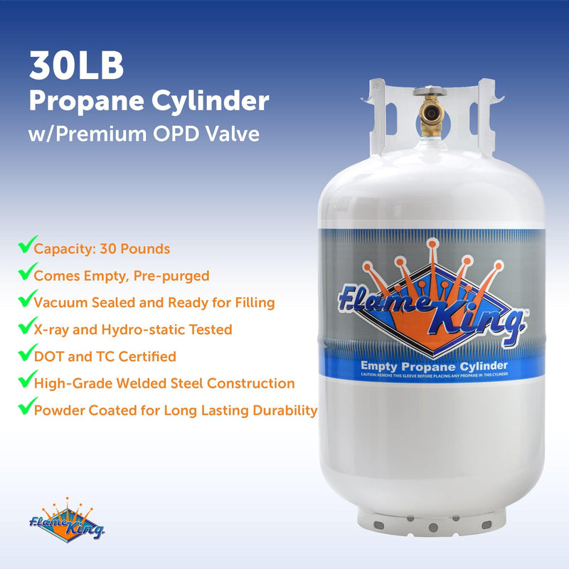 Load image into Gallery viewer, Flame King 30lb Propane Tank LP Cylinder with OPD
