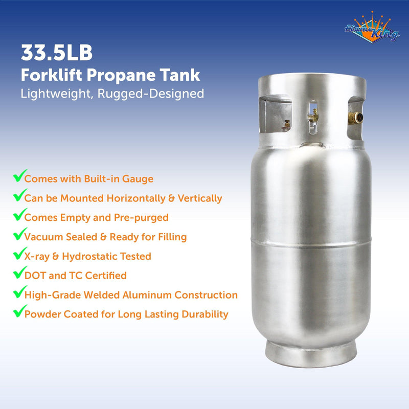 Load image into Gallery viewer, Flame King 33.5lb Aluminum Forklift Propane Tank Cylinder with Gauge
