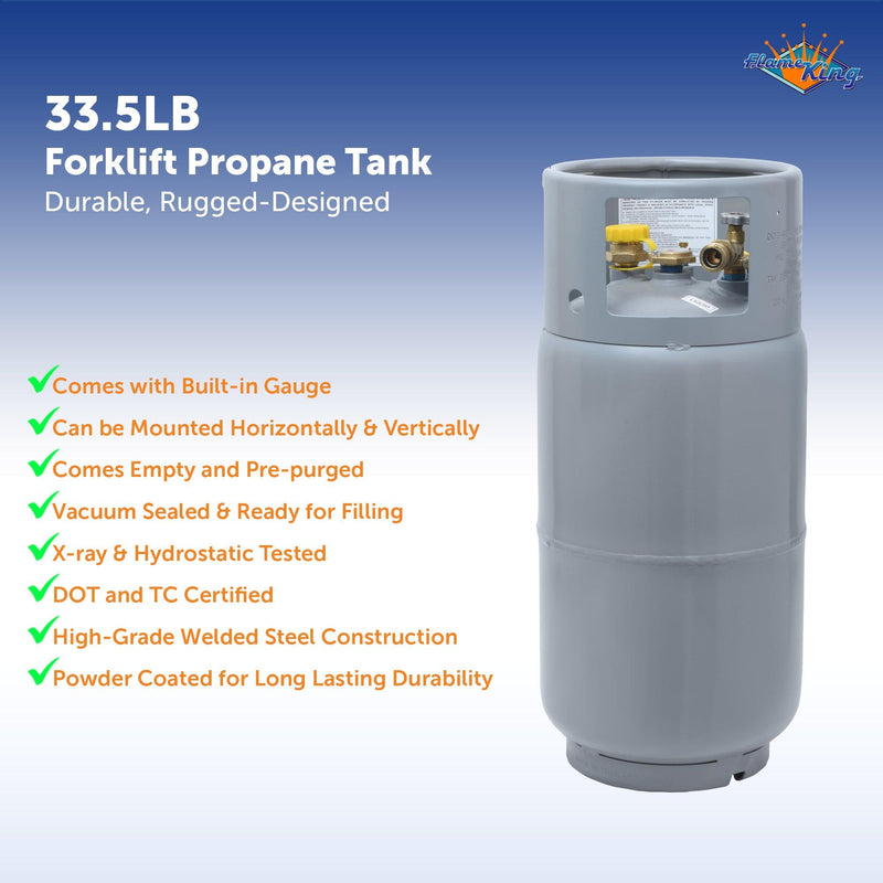 Load image into Gallery viewer, Flame King 33.5lb Forklift Steel Propane Tank Cylinder with Gauge

