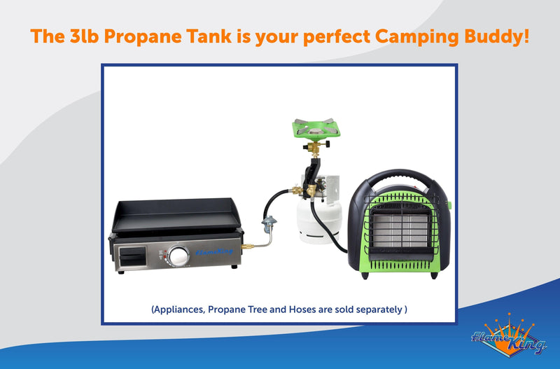 Load image into Gallery viewer, Flame King 3lb Propane Tank LP Cylinder with Gauge and OPD
