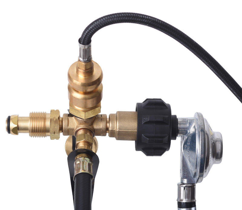 Load image into Gallery viewer, 4 Port Brass Tee Propane Adapter - Flame King
