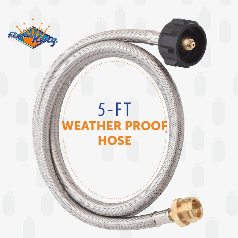 Load image into Gallery viewer, Flame King 5 FT QCC to CGA600 Male Connection-Steel Braided Hose
