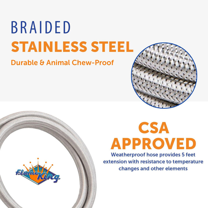 Load image into Gallery viewer, Flame King 5 FT QCC to CGA600 Male Connection-Steel Braided Hose
