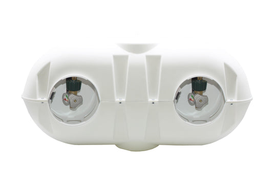 Flame King Dual 20LB LP Propane Tank Light Plastic Heavy Duty Cover Rv Trailer White