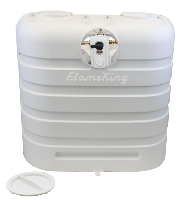 Load image into Gallery viewer, Flame King Dual 30LB LP Propane Tank Light Plastic Heavy Duty Cover RV Trailer White
