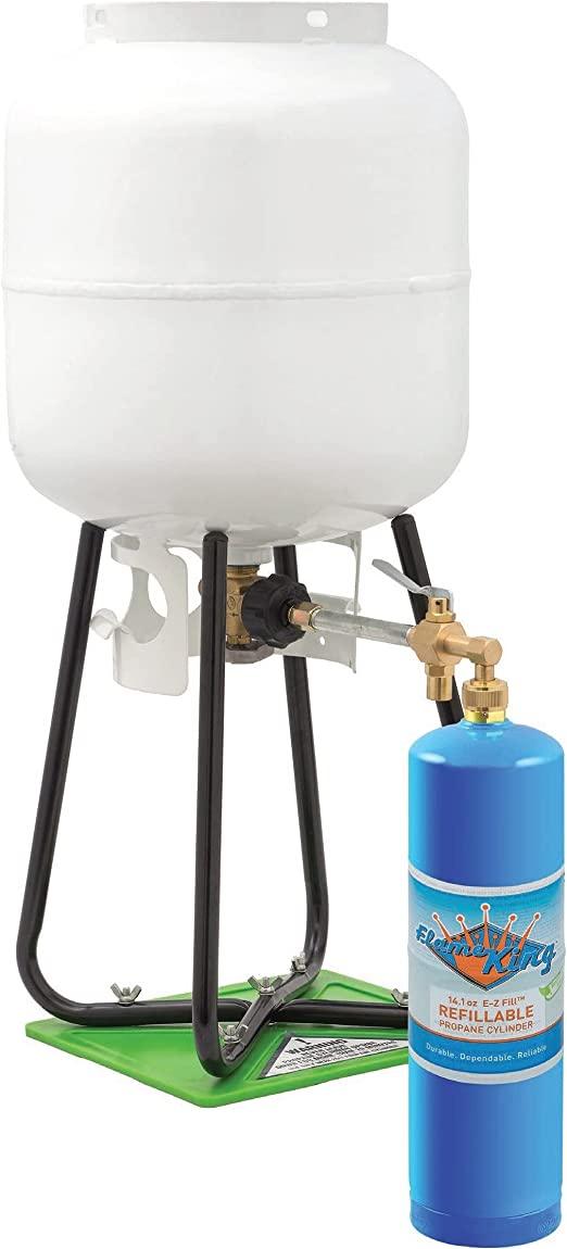 Load image into Gallery viewer, Flame King Eco Friendly Sustainable 1lb Refillable Propane Cylinder + Kit 14.1 oz
