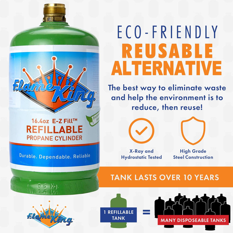Load image into Gallery viewer, Flame King Eco Friendly Sustainable 1lb Empty Refillable Propane Tank LP Cylinder
