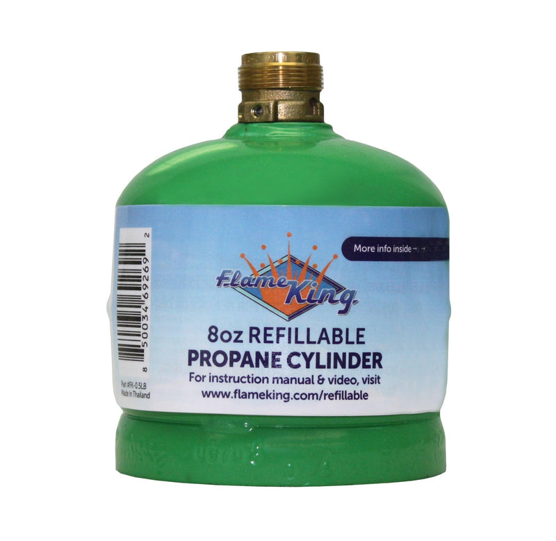 Load image into Gallery viewer, Flame King Eco Friendly Sustainable 8oz 1/2lb Refillable Propane Tank LP Cylinder
