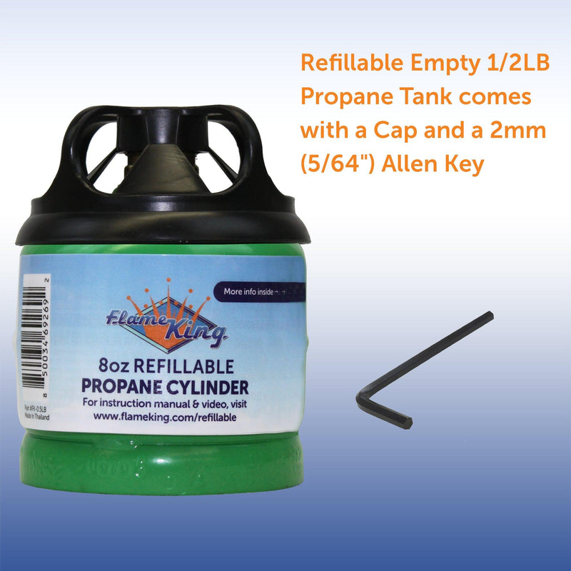 Load image into Gallery viewer, Flame King Eco Friendly Sustainable 8oz 1/2lb Refillable Propane Tank LP Cylinder
