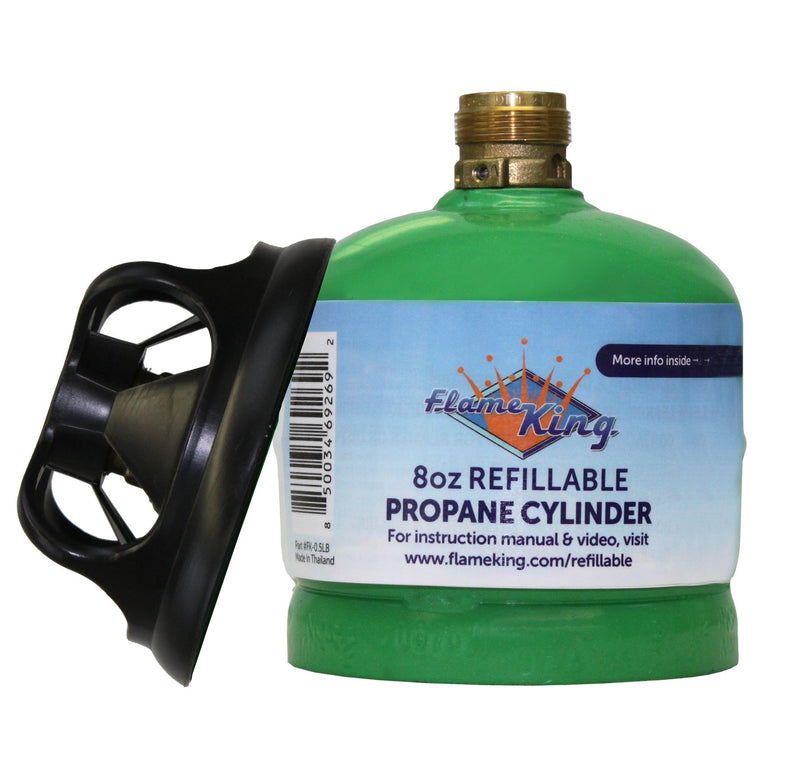 Load image into Gallery viewer, Flame King Eco Friendly Sustainable 8oz 1/2lb Refillable Propane Tank LP Cylinder
