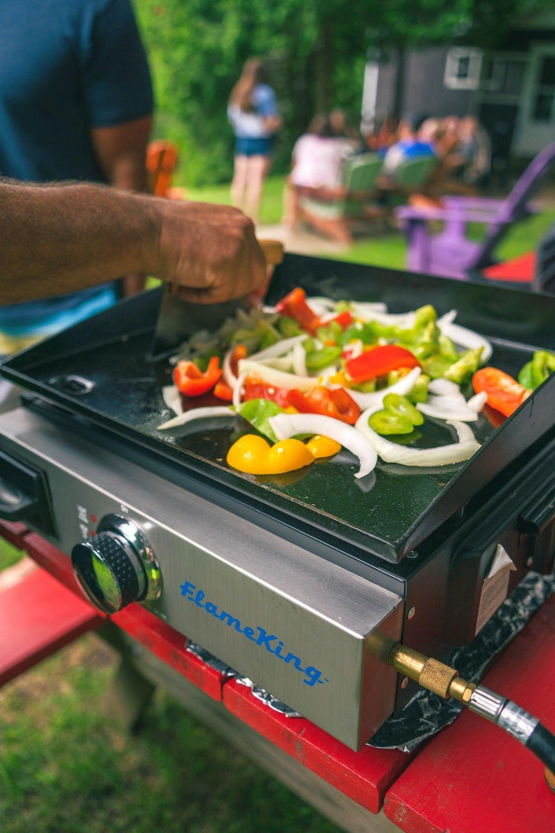 Load image into Gallery viewer, Flame King Flat Top Portable Propane Cast Iron Grill Griddle
