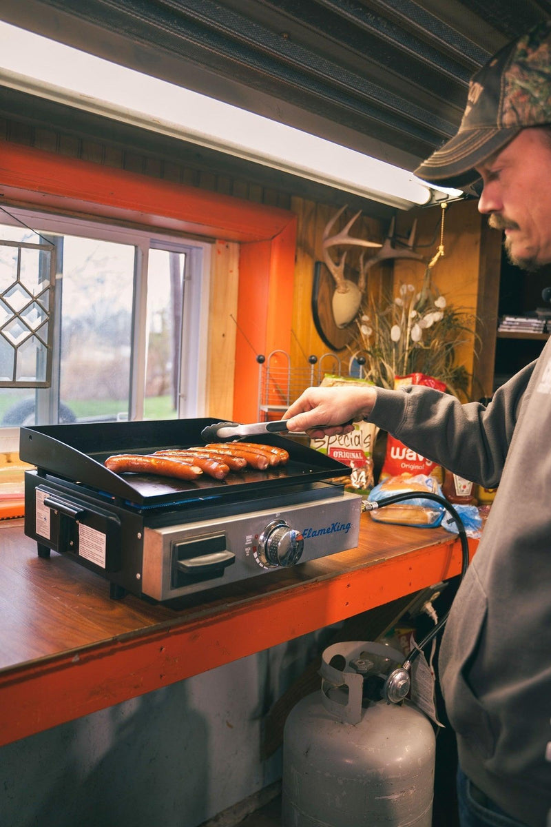 Load image into Gallery viewer, Flame King Flat Top Portable Propane Cast Iron Grill Griddle
