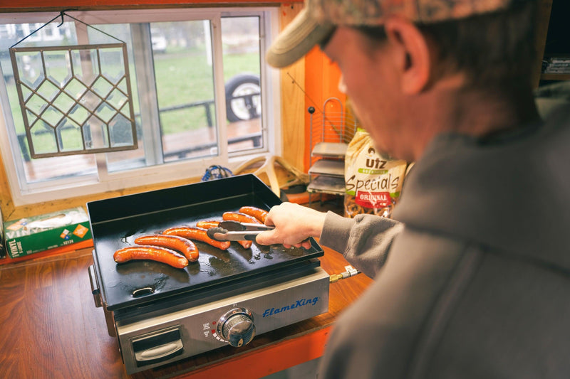 Load image into Gallery viewer, Flame King Flat Top Portable Propane Cast Iron Grill Griddle
