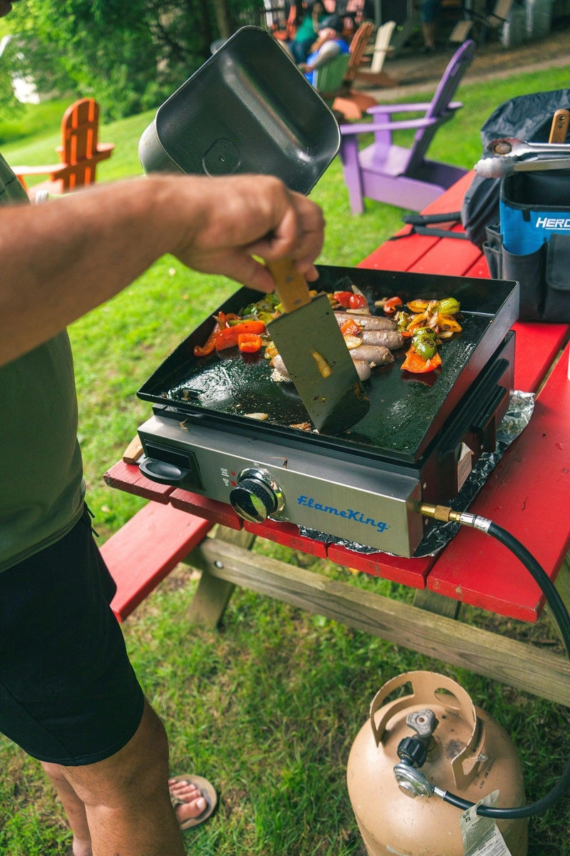 Load image into Gallery viewer, Flame King Flat Top Portable Propane Cast Iron Grill Griddle
