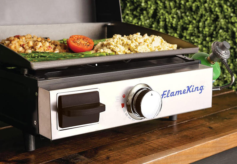 Load image into Gallery viewer, Flame King Flat Top Portable Propane Cast Iron Grill Griddle
