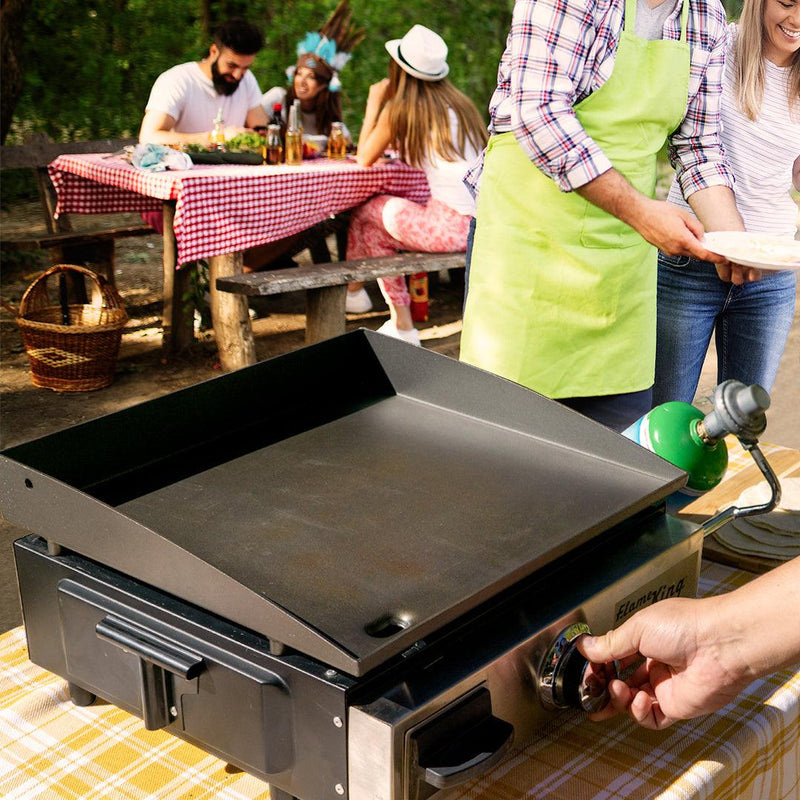 Load image into Gallery viewer, Flame King Flat Top Portable Propane Cast Iron Grill Griddle
