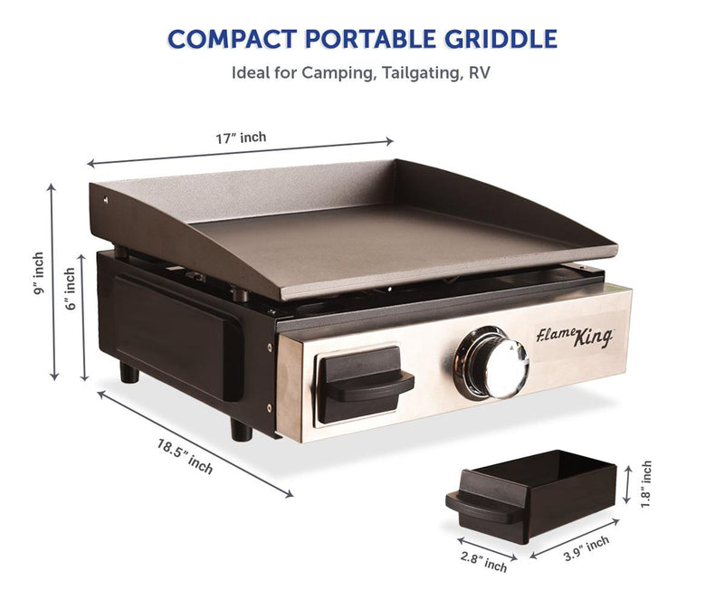 Load image into Gallery viewer, Flame King Flat Top Portable Propane Cast Iron Grill Griddle
