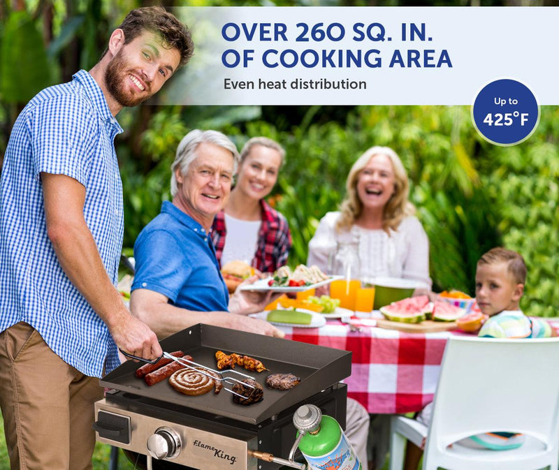 Load image into Gallery viewer, Flame King Flat Top Portable Propane Cast Iron Grill Griddle
