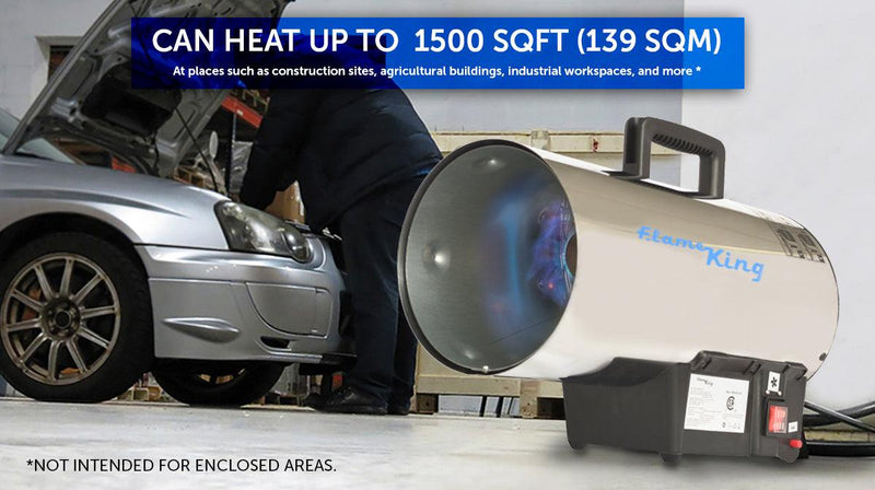 Load image into Gallery viewer, Flame King Forced Air Heater Portable Propane Tank Outdoor 60,000 BTU
