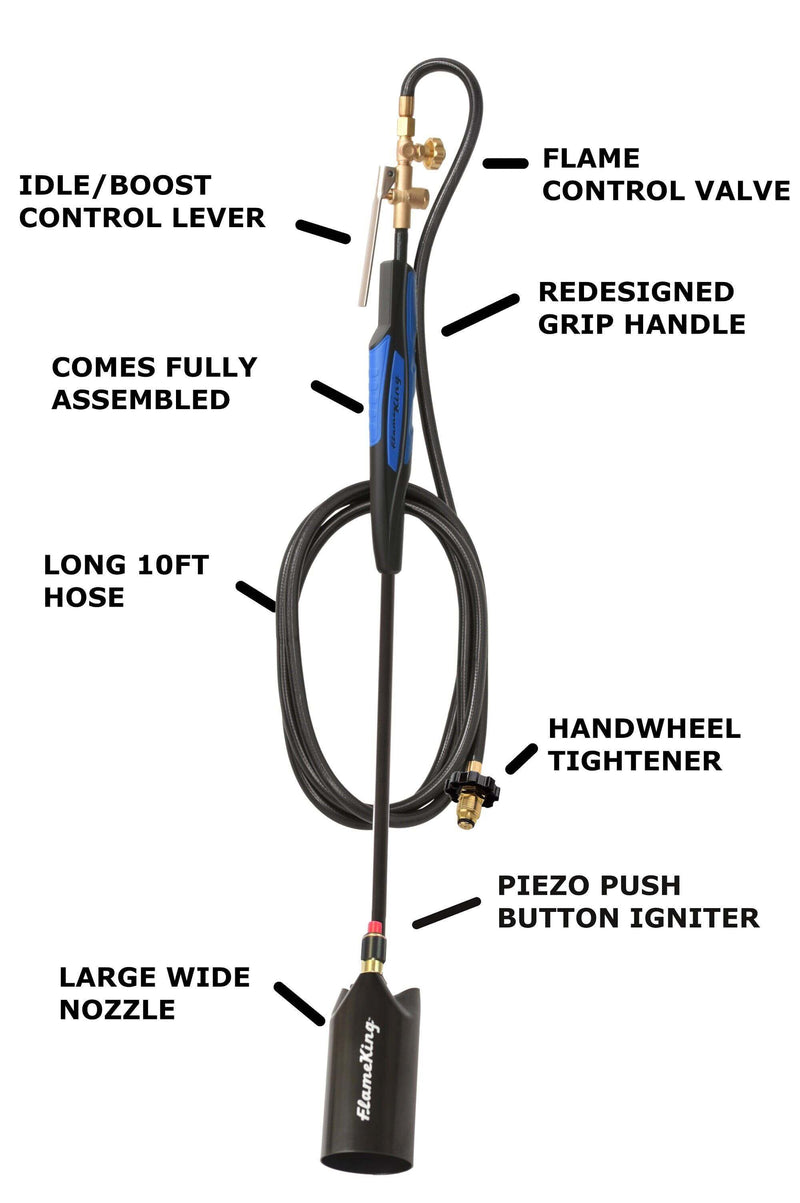 Load image into Gallery viewer, Flame King Heavy Duty Propane Torch Weed Burner 500,000 BTU with Push Button Piezo Ignitor
