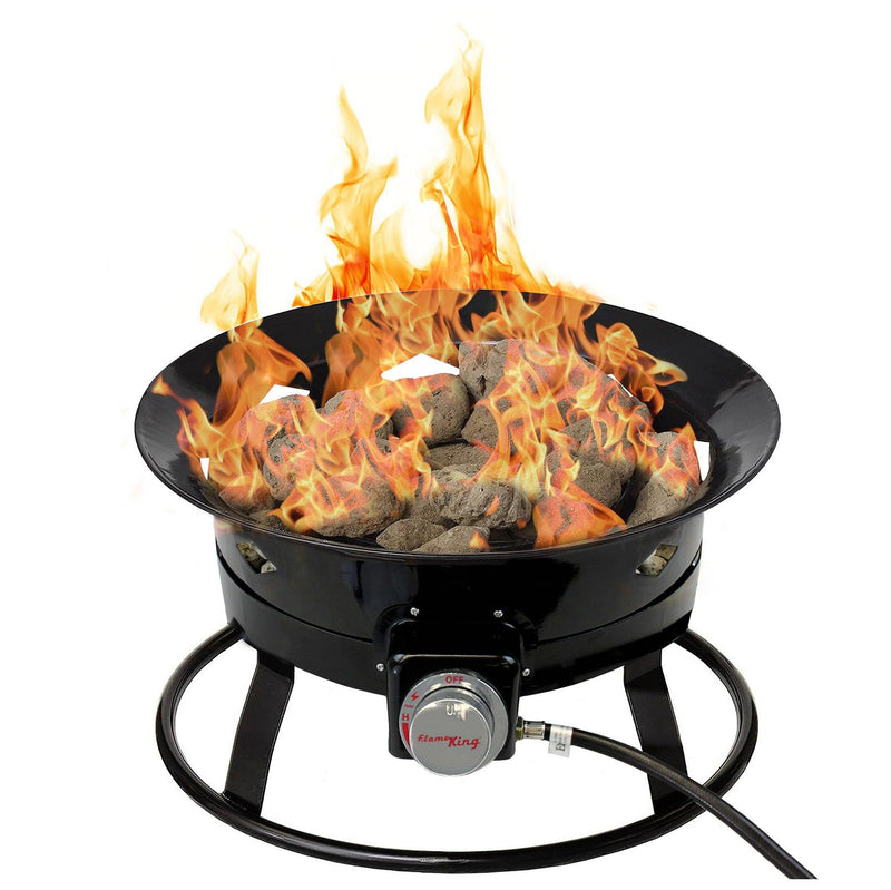 Load image into Gallery viewer, Flame King Outdoor Portable Propane Gas 19″ Fire Pit Bowl with Self Igniter Cover Carry Straps
