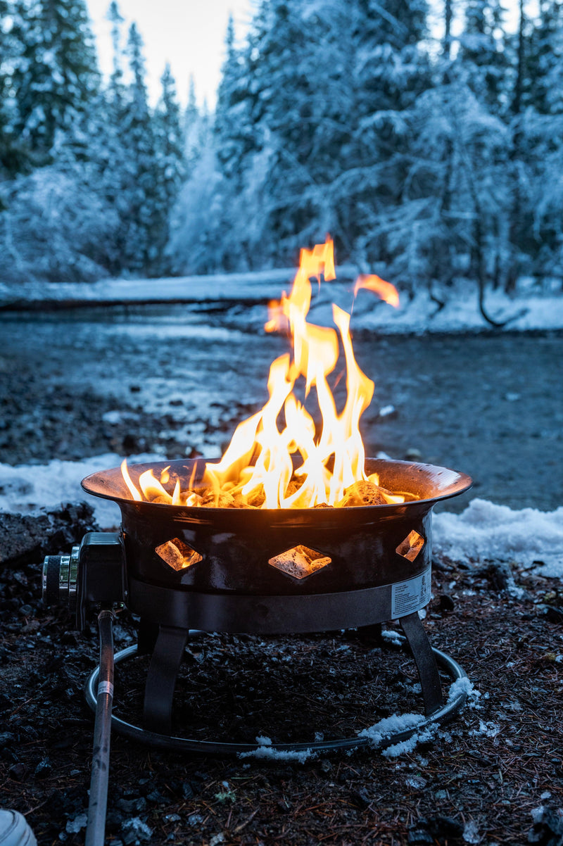 Load image into Gallery viewer, Flame King Outdoor Portable Propane Gas 19″ Fire Pit Bowl with Self Igniter Cover Carry Straps
