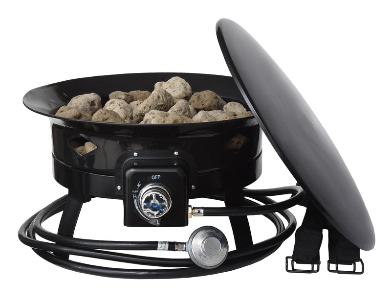 Load image into Gallery viewer, Flame King Outdoor Portable Propane Gas 19″ Fire Pit Bowl with Self Igniter Cover Carry Straps
