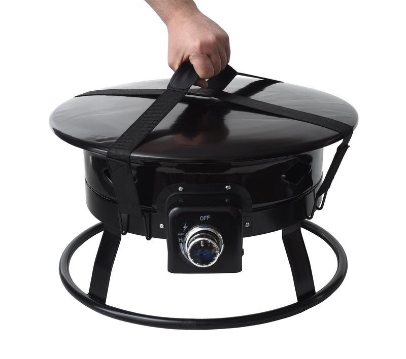 Load image into Gallery viewer, Flame King Outdoor Portable Propane Gas 19″ Fire Pit Bowl with Self Igniter Cover Carry Straps
