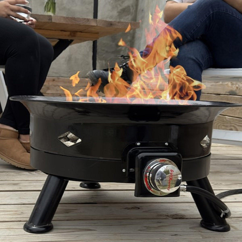 Load image into Gallery viewer, Flame King Outdoor Portable Propane Gas 24″ Fire Pit Bowl with Self Igniter Cover Carry Straps
