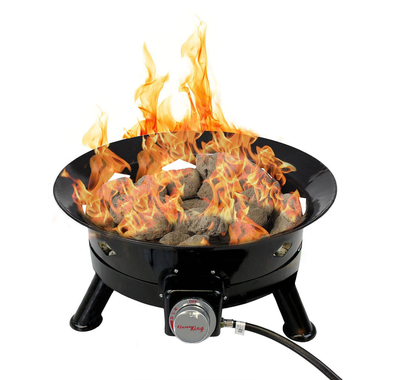Load image into Gallery viewer, Flame King Outdoor Portable Propane Gas 24″ Fire Pit Bowl with Self Igniter Cover Carry Straps
