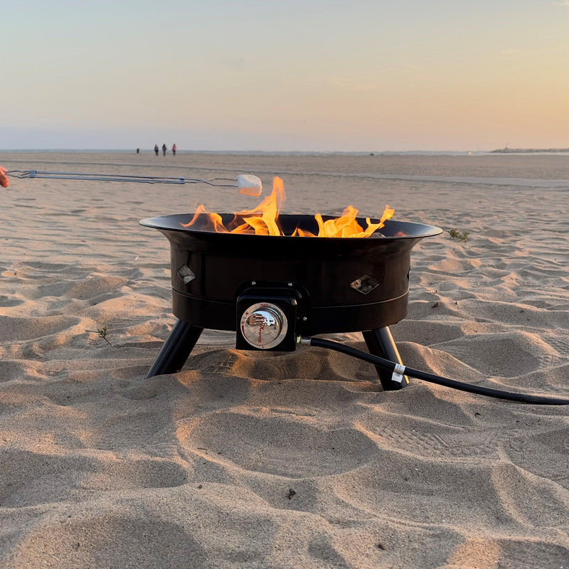 Load image into Gallery viewer, Flame King Outdoor Portable Propane Gas 24″ Fire Pit Bowl with Self Igniter Cover Carry Straps
