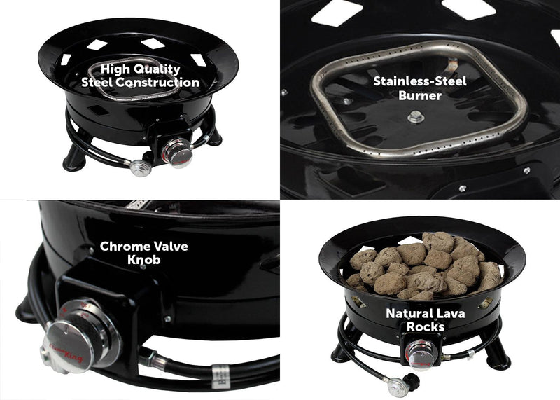 Load image into Gallery viewer, Flame King Outdoor Portable Propane Gas 24″ Fire Pit Bowl with Self Igniter Cover Carry Straps
