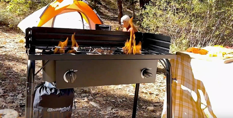 Load image into Gallery viewer, Flame King Outdoor Propane Double Dual Burner Cooker Stove
