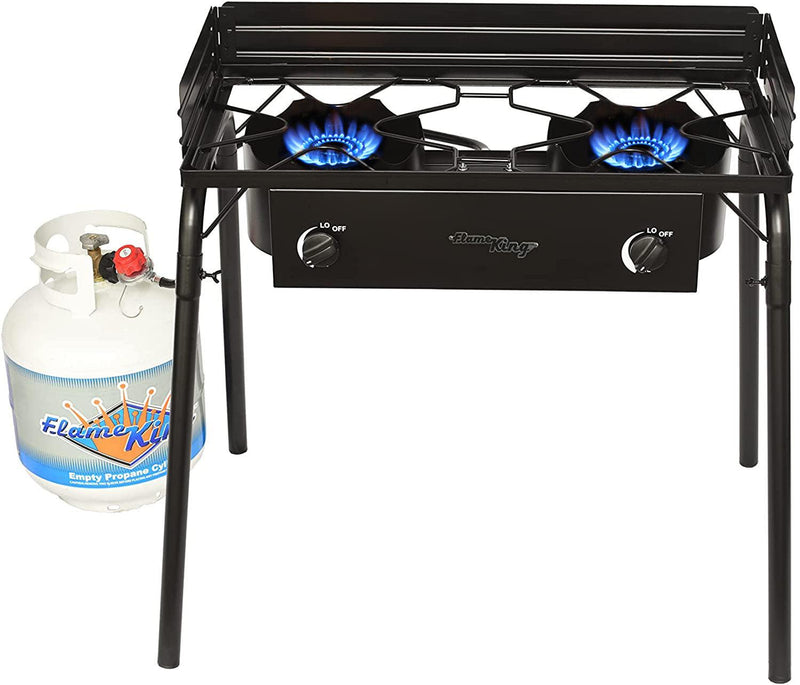 Load image into Gallery viewer, Flame King Outdoor Propane Double Dual Burner Cooker Stove

