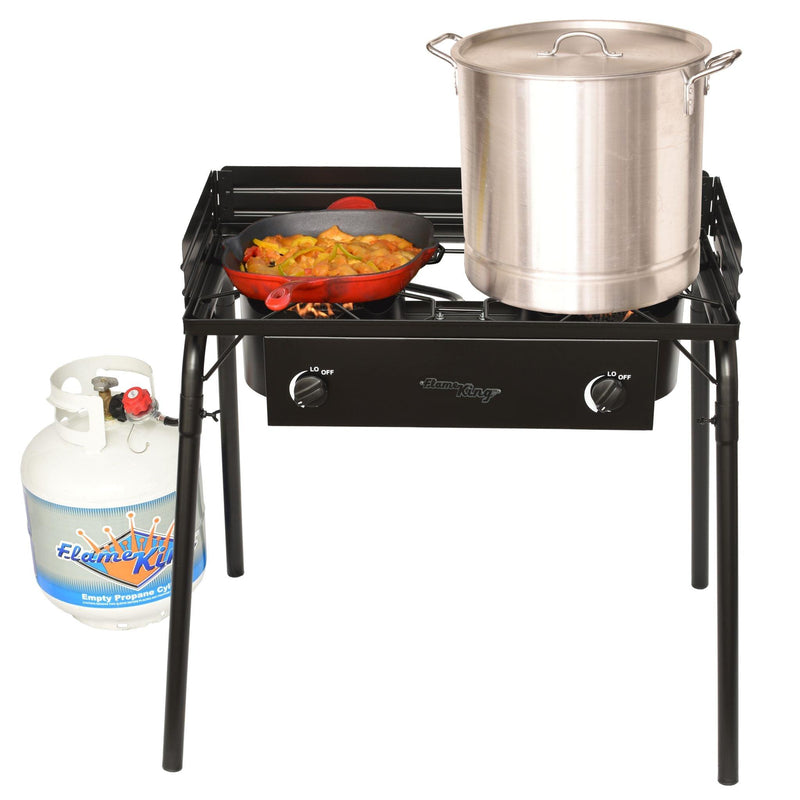 Load image into Gallery viewer, Flame King Outdoor Propane Double Dual Burner Cooker Stove
