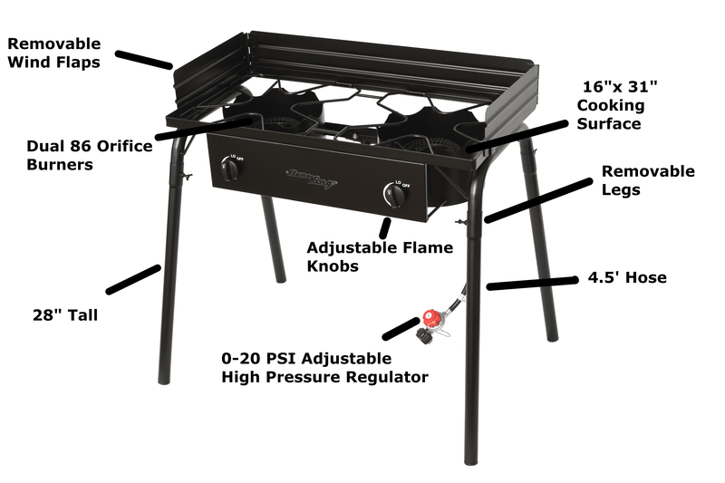Load image into Gallery viewer, Flame King Outdoor Propane Double Dual Burner Cooker Stove
