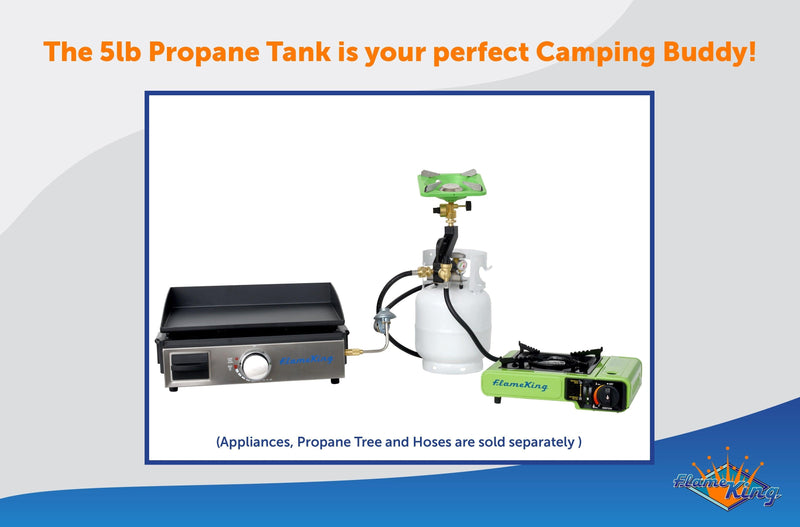 Load image into Gallery viewer, Flame King Portable 5lb Propane Tank LP Cylinder with OPD &amp; Gauge
