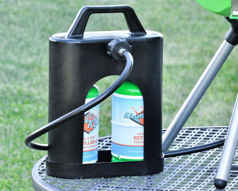 Load image into Gallery viewer, Flame King ProBoost Dual 1LB Propane Tank Carrier

