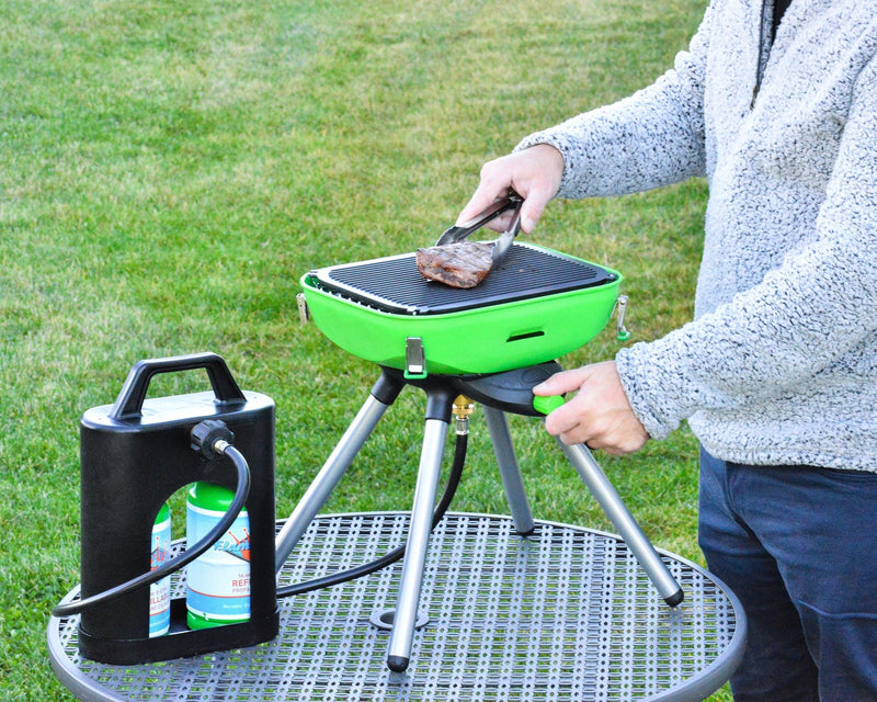 Load image into Gallery viewer, Flame King ProBoost Dual 1LB Propane Tank Carrier
