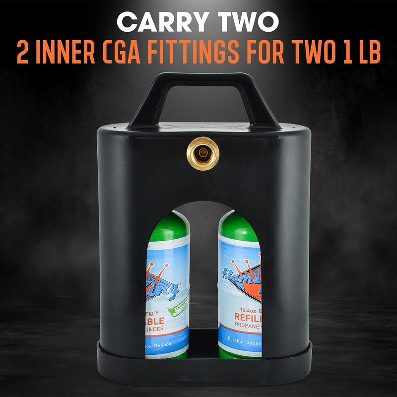 Load image into Gallery viewer, Flame King ProBoost Dual 1LB Propane Tank Carrier
