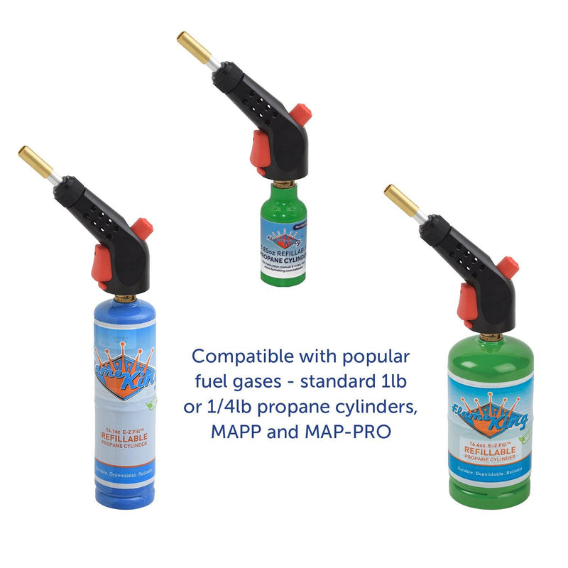 Load image into Gallery viewer, Flame King Propane Gas Blow Torch with Push Button Igniter &amp; 2 Interchangeable Heads
