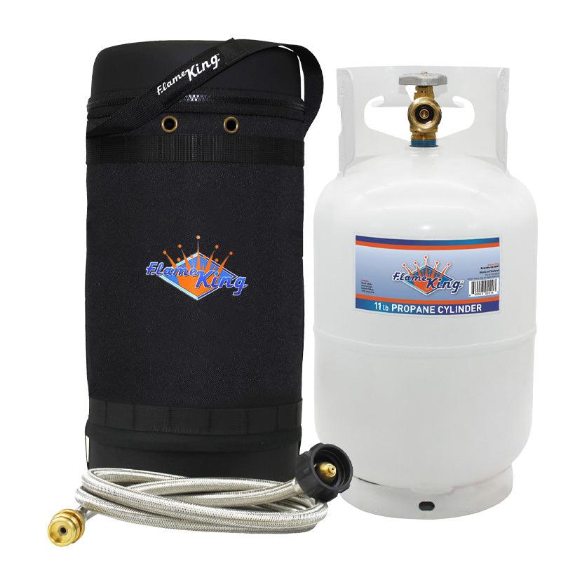 Load image into Gallery viewer, Flame King Propane Gas Hauler Kit 10lb Propane Tank, Adapter Hose and Insulated Protective Carry Case
