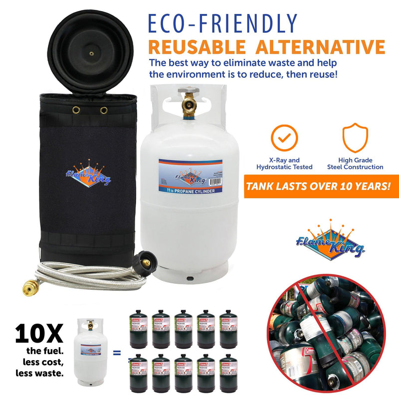 Load image into Gallery viewer, Flame King Propane Gas Hauler Kit 10lb Propane Tank, Adapter Hose and Insulated Protective Carry Case
