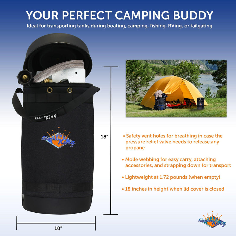 Load image into Gallery viewer, Flame King Propane Gas Hauler Kit 10lb Propane Tank, Adapter Hose and Insulated Protective Carry Case
