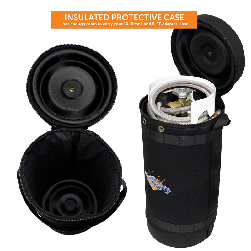 Load image into Gallery viewer, Flame King Propane Gas Hauler Kit 10lb Propane Tank, Adapter Hose and Insulated Protective Carry Case
