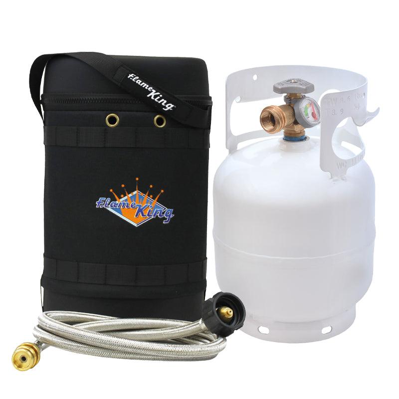 Load image into Gallery viewer, Flame King Propane Gas Hauler Kit 5lb Gauge Propane Tank, Adapter Hose and Insulated Protective Carry Case
