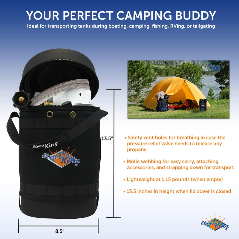 Load image into Gallery viewer, Flame King Propane Gas Hauler Kit 5lb Gauge Propane Tank, Adapter Hose and Insulated Protective Carry Case
