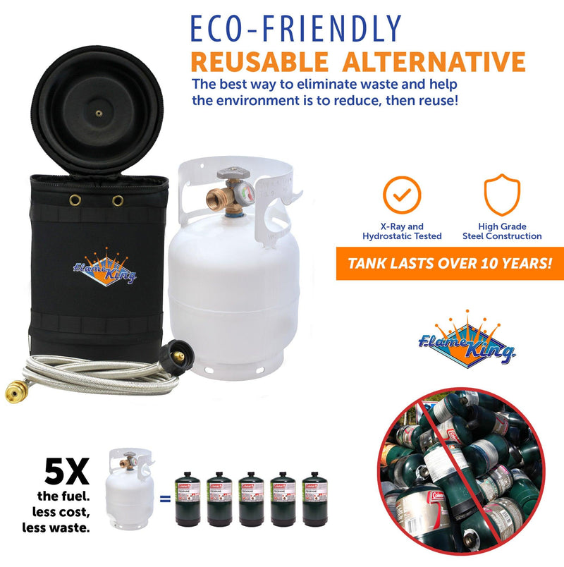 Load image into Gallery viewer, Flame King Propane Gas Hauler Kit 5lb Gauge Propane Tank, Adapter Hose and Insulated Protective Carry Case
