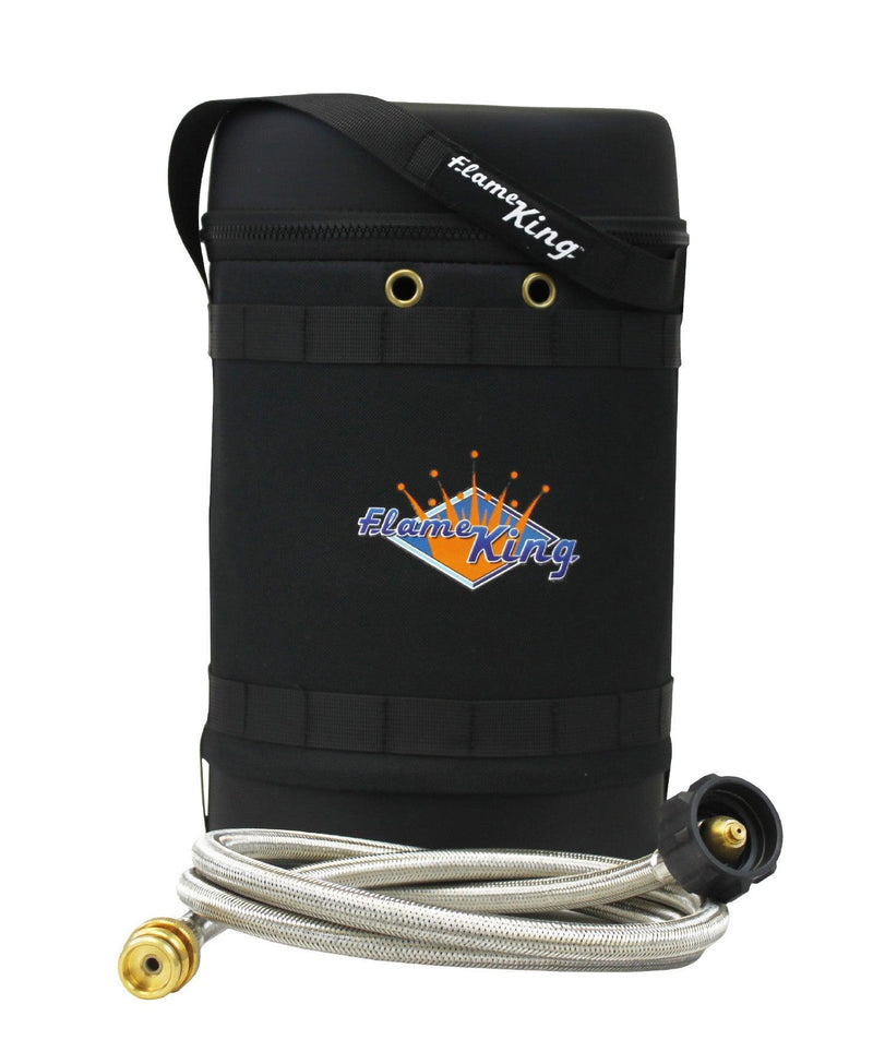Load image into Gallery viewer, Flame King Propane Gas Hauler Kit 5lb Gauge Propane Tank, Adapter Hose and Insulated Protective Carry Case
